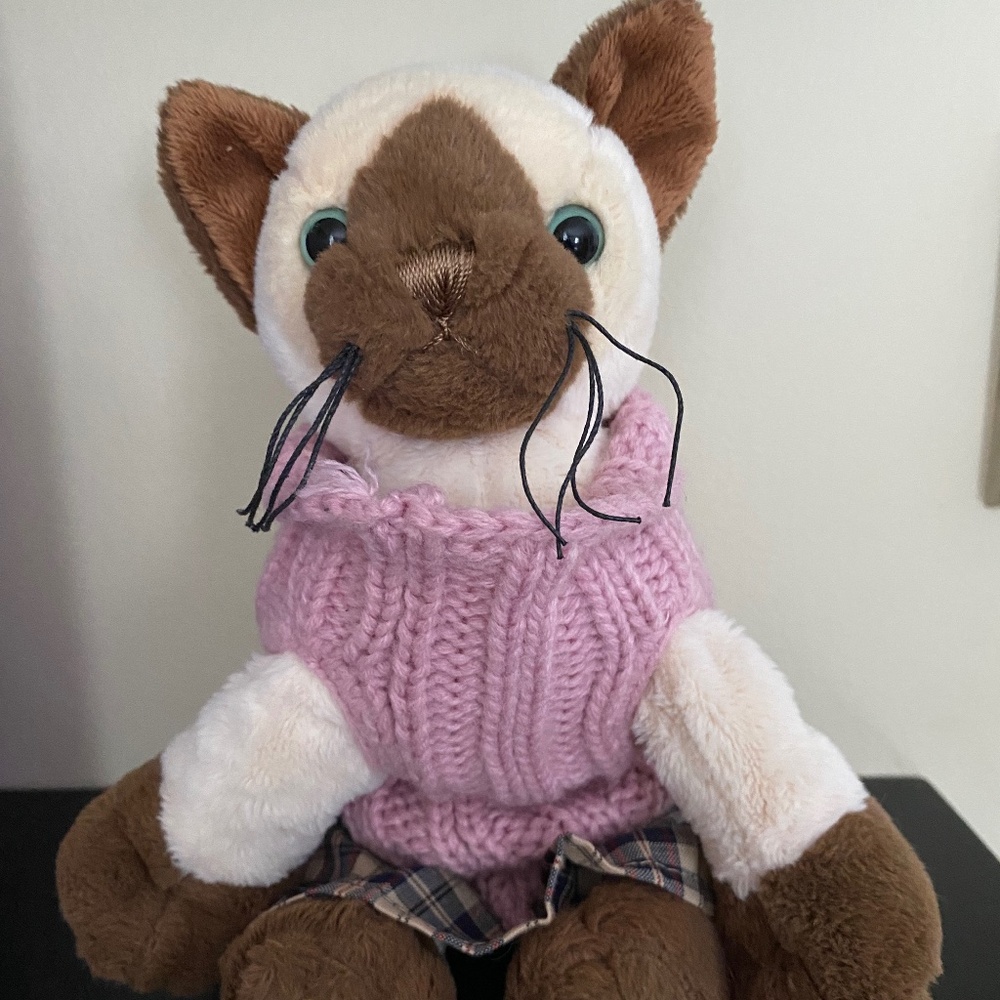 Ganz Webkinz Siamese cat with outfit